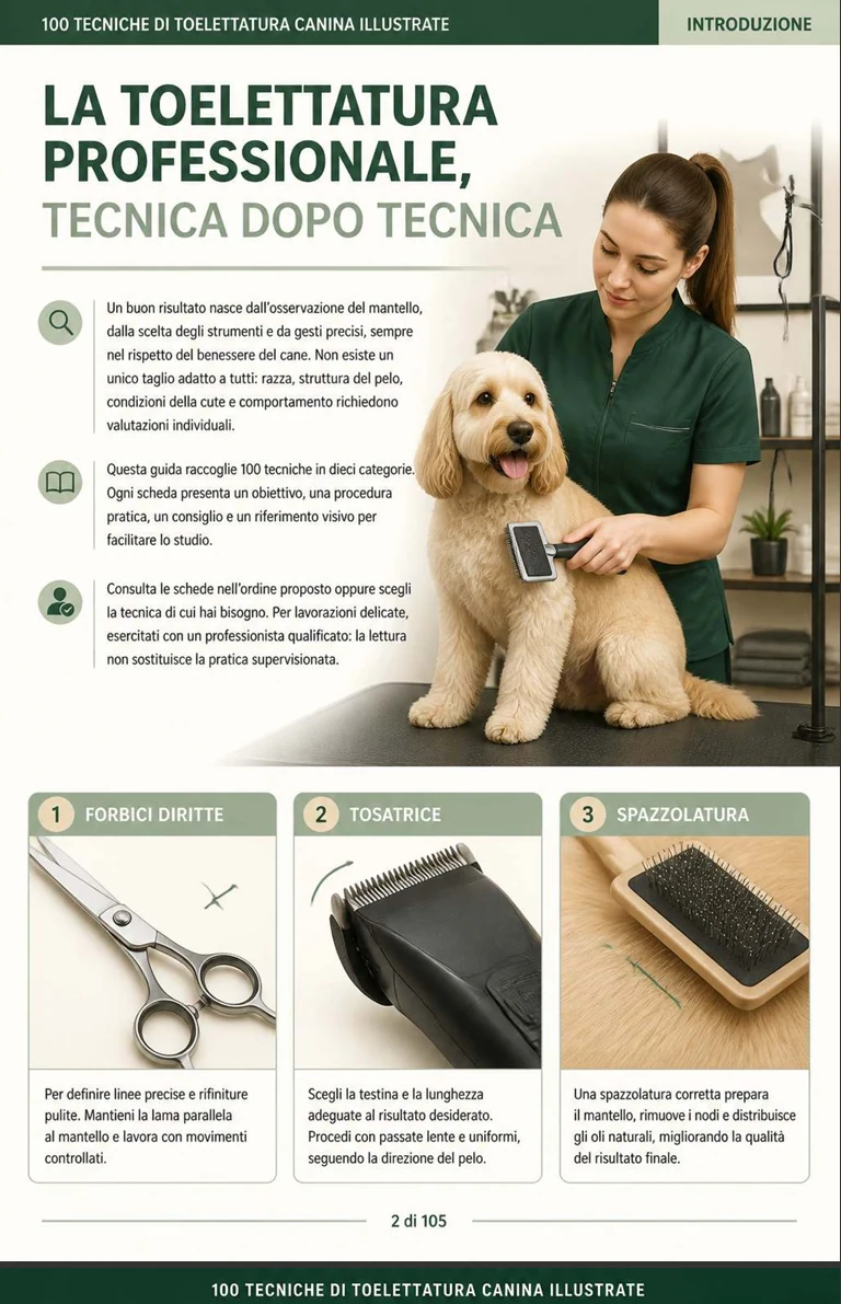 Pagina della guida di 100 tecniche di toelettatura canina 2